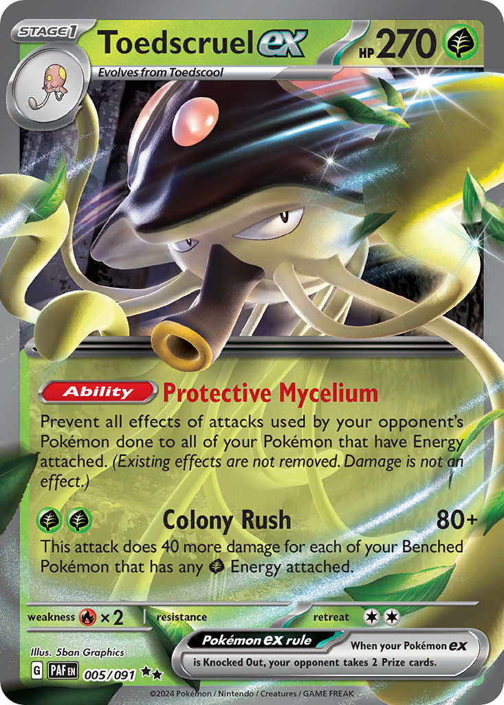 Toedscruel ex - 005/091 Paldean Fates Double Rare Holo Pokemon - NM
