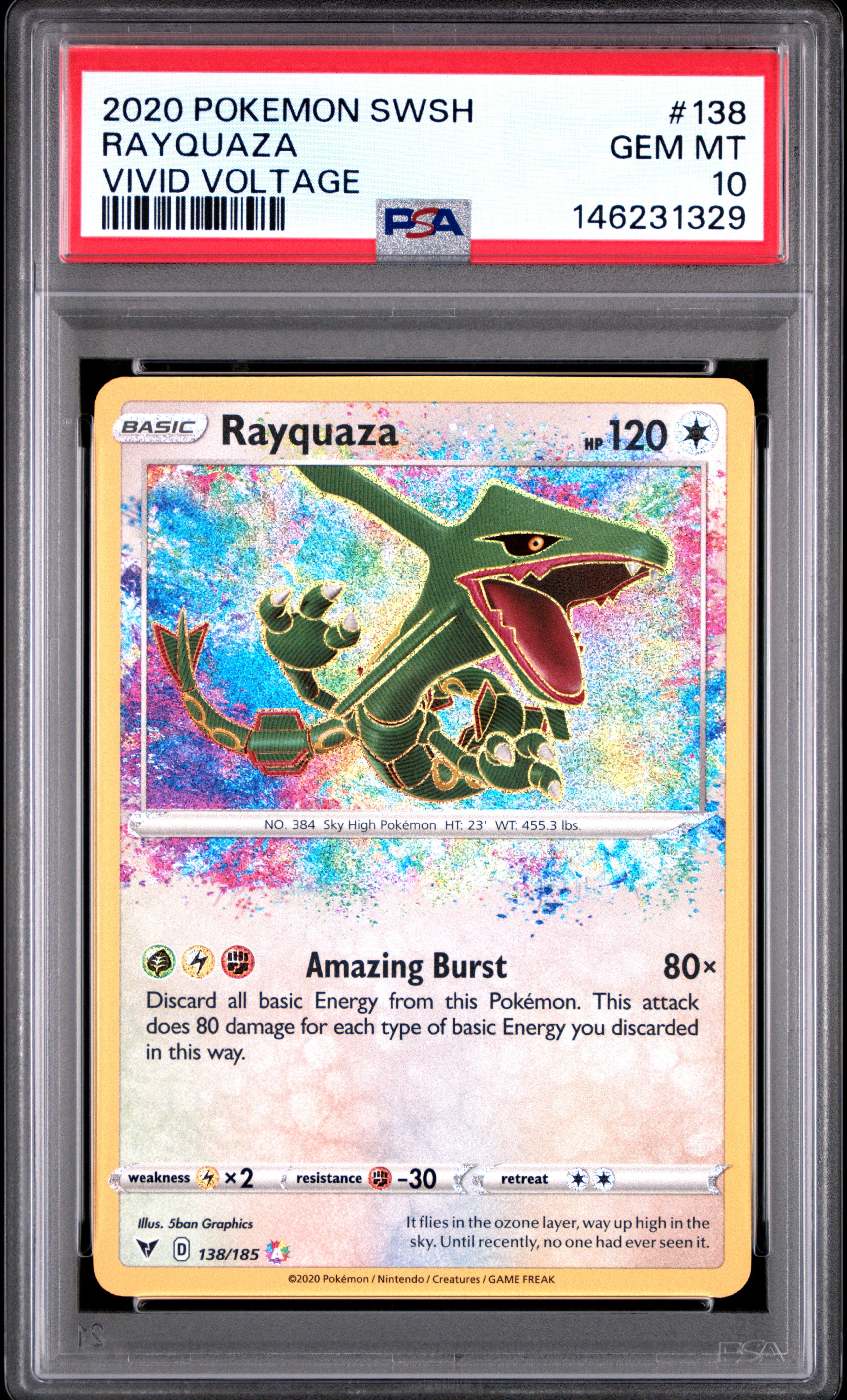 Rayquaza - 138/185 PSA 10 Vivid Voltage Pokemon