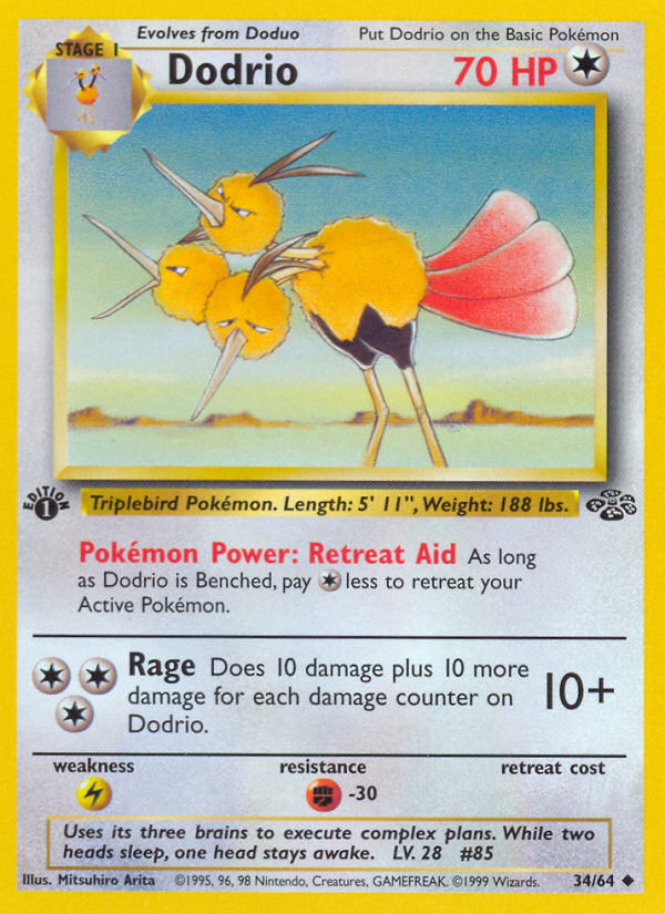 Dodrio - 34/64 Jungle Uncommon Unlimited Pokemon - NM