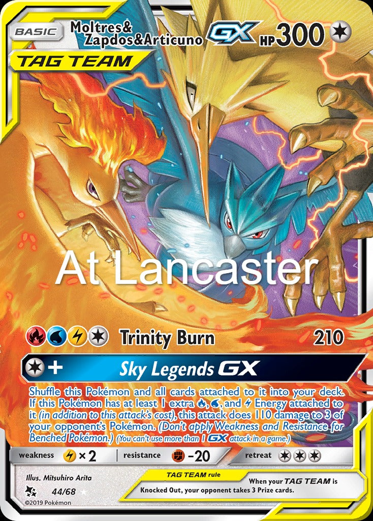 Moltres & Zapdos & Articuno GX - 44/68 Hidden Fates Holo GX Rare Pokemon - NM (Lanc)