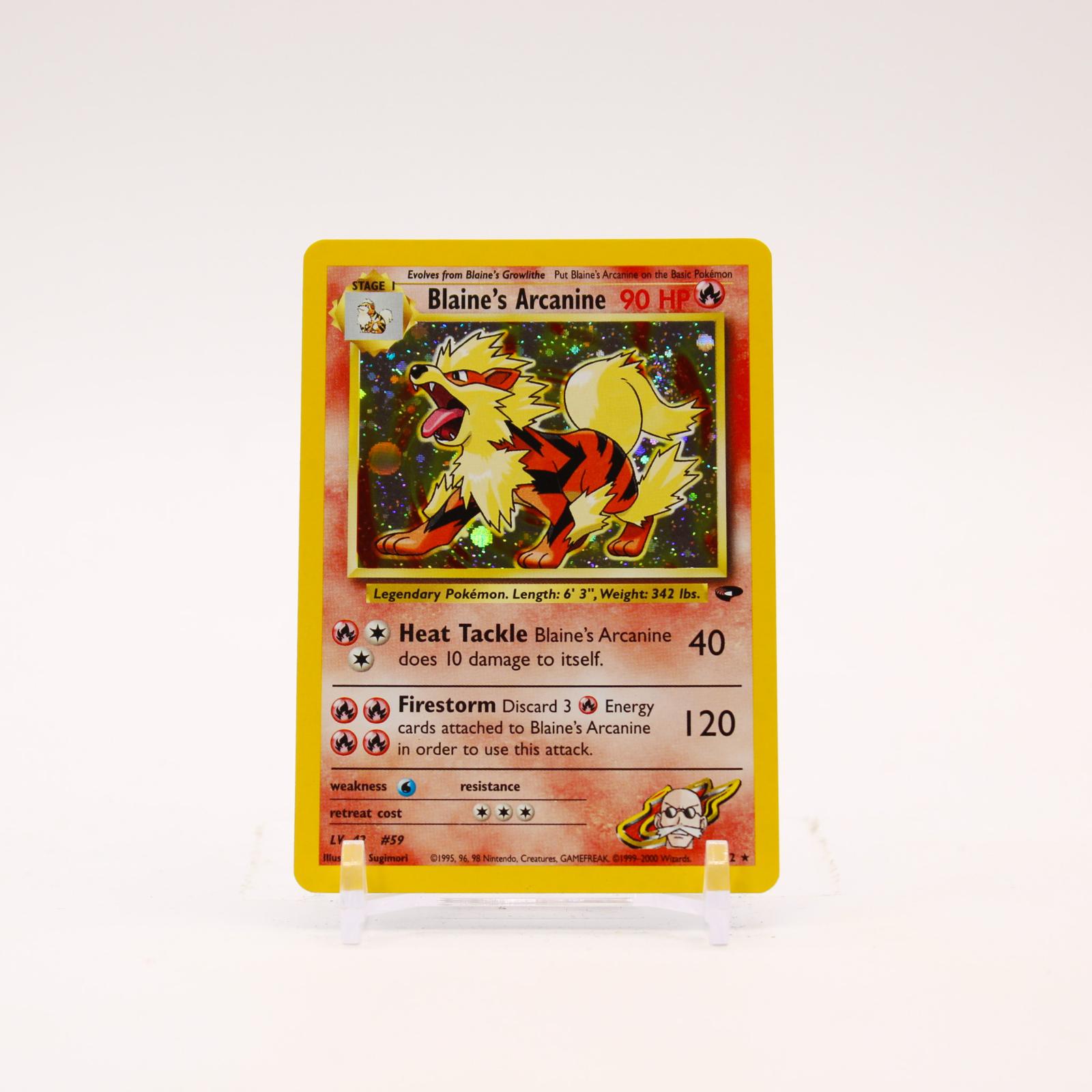 Blaine's Arcanine - 1/132 Gym Challenge Unlimited Holo Rare SWIRL Pokemon - NM/LP
