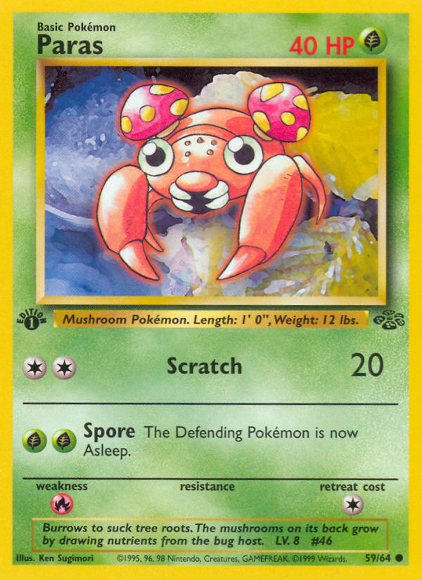 Paras - 59/64 Jungle Common Unlimited Pokemon - NM
