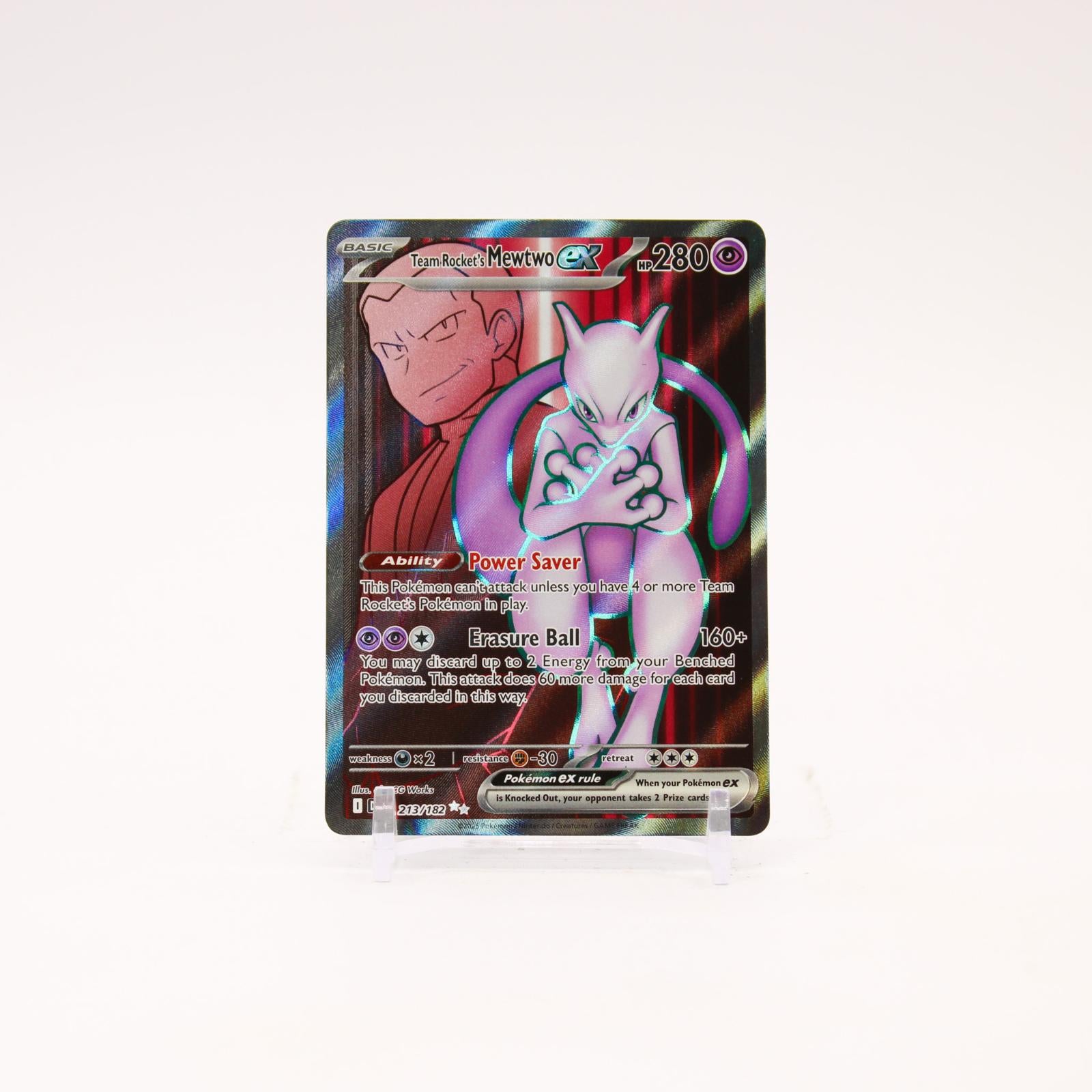 Team Rocket's Mewtwo ex - 213/182 Destined Rivals Holo Full Art Pokemon - NM/MINT