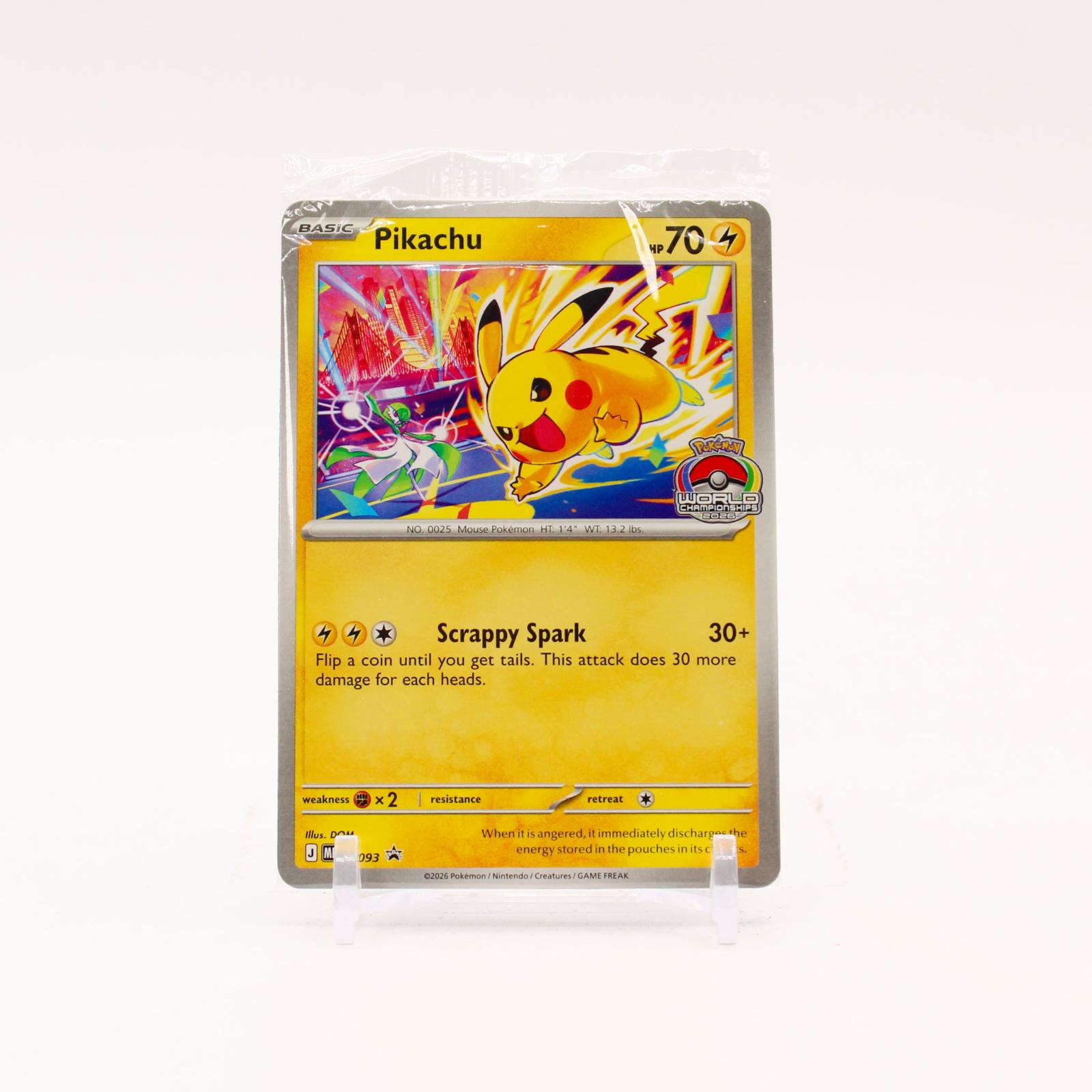 Pikachu - MEP093 SEALED Mega Evolution World Championships Promo Pokemon - NM/MINT