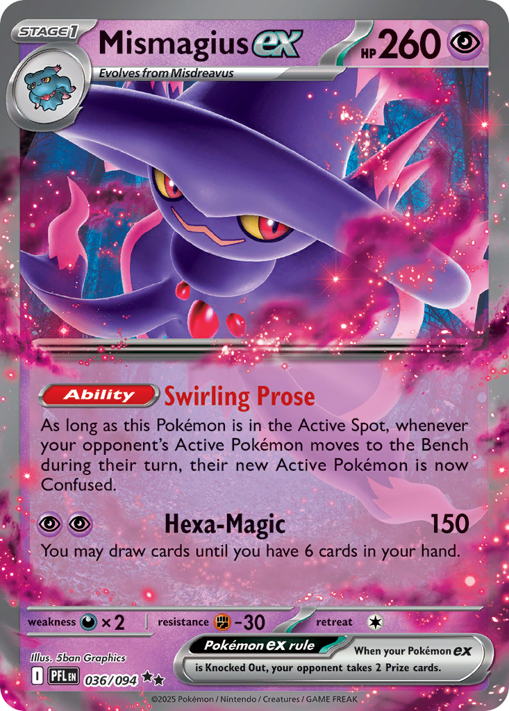 Mismagius ex - 036/094 Phantasmal Flames Double Rare Holo Pokemon - NM