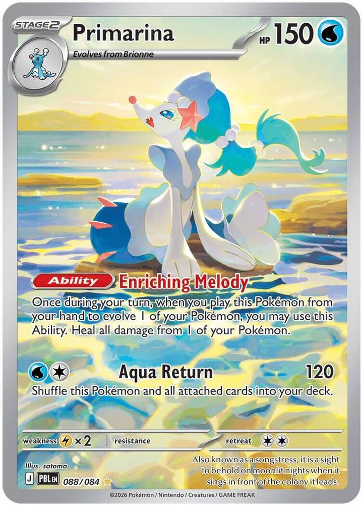 Primarina - 088/084 Pitch Black Illustration Rare Holo Pokemon - NM