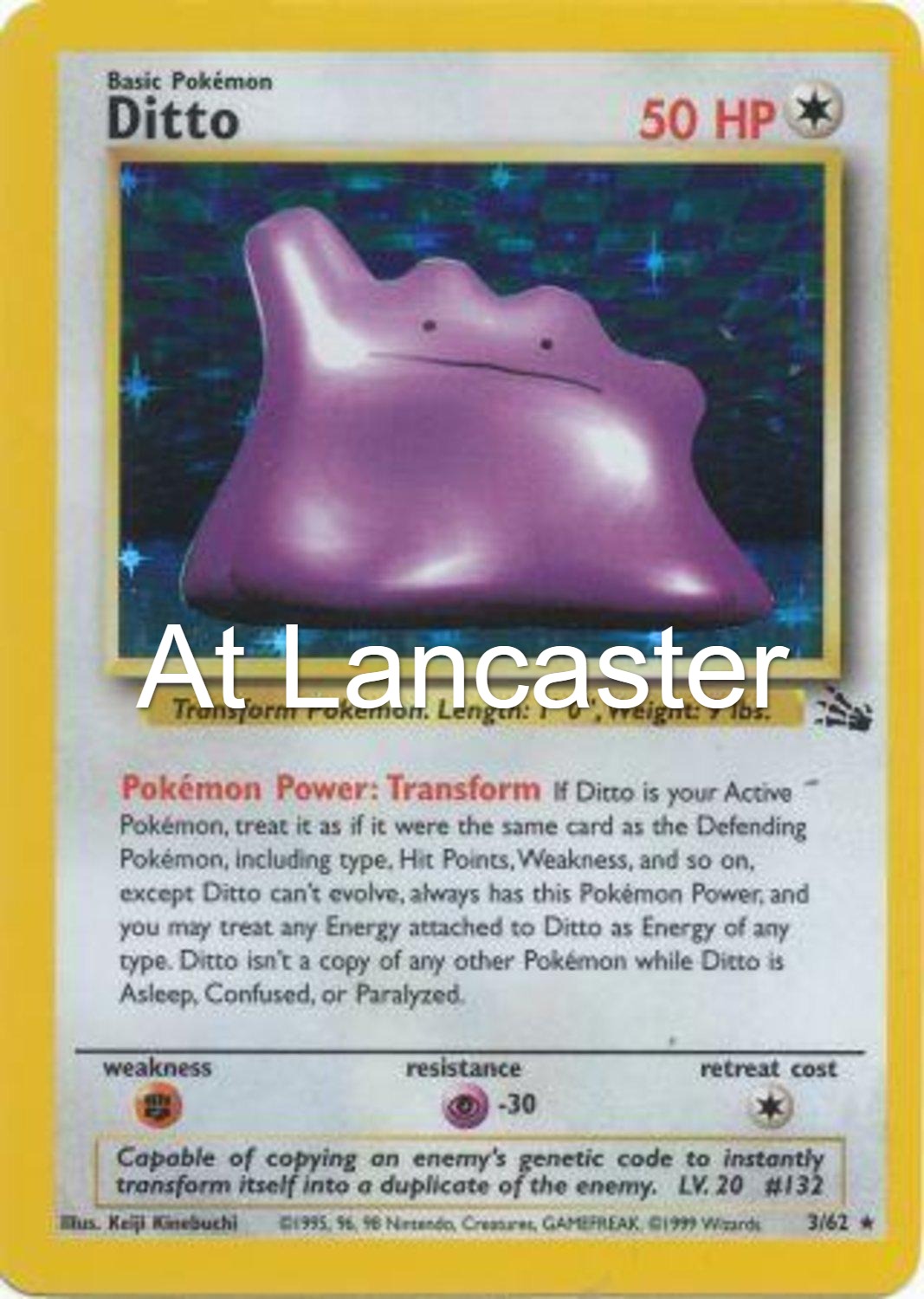 Ditto - 3/62 Fossil Rare Pokemon - MP/HP (Lanc)