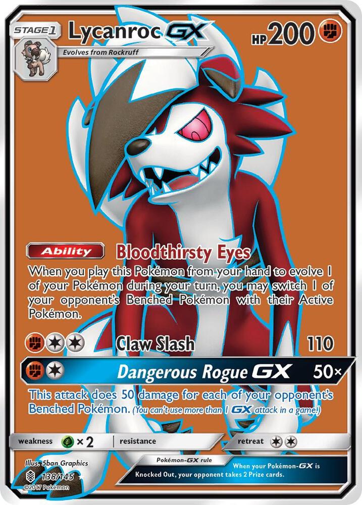 Lycanroc GX - 138/145 Guardians Rising Full Art Pokemon - NM/MINT