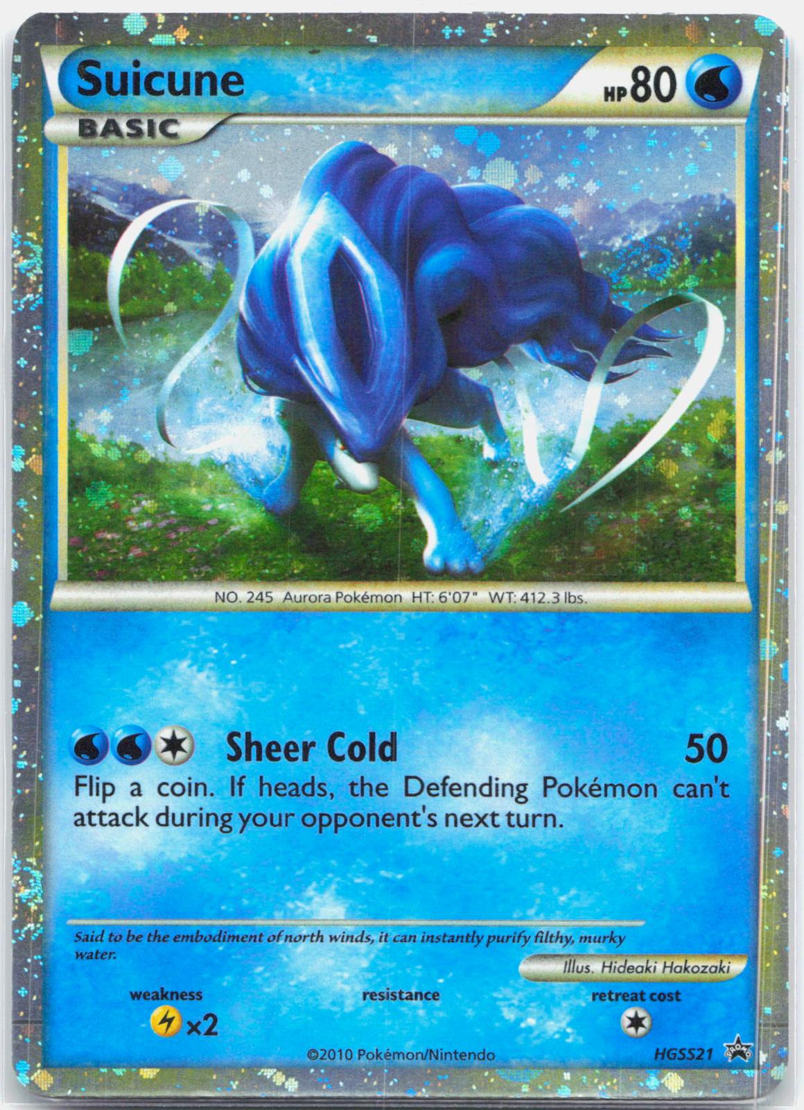 Suicune - HGSS21 Black Star Promo Holo SWIRL Pokemon - LP