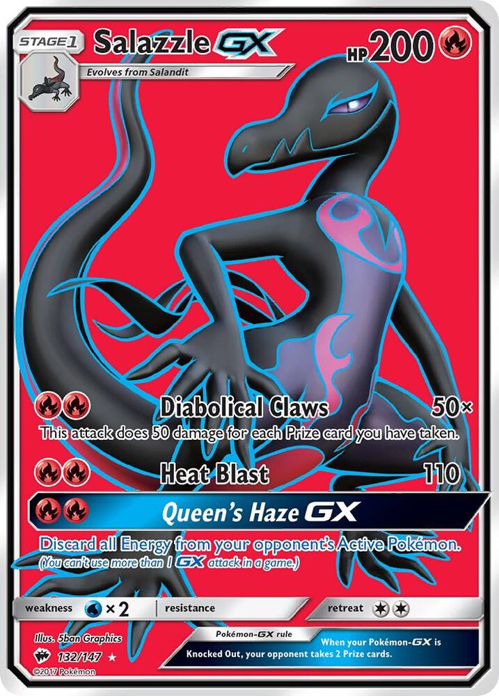 Salazzle GX - 132/147 Burning Shadows Full Art Pokemon - NM/MINT