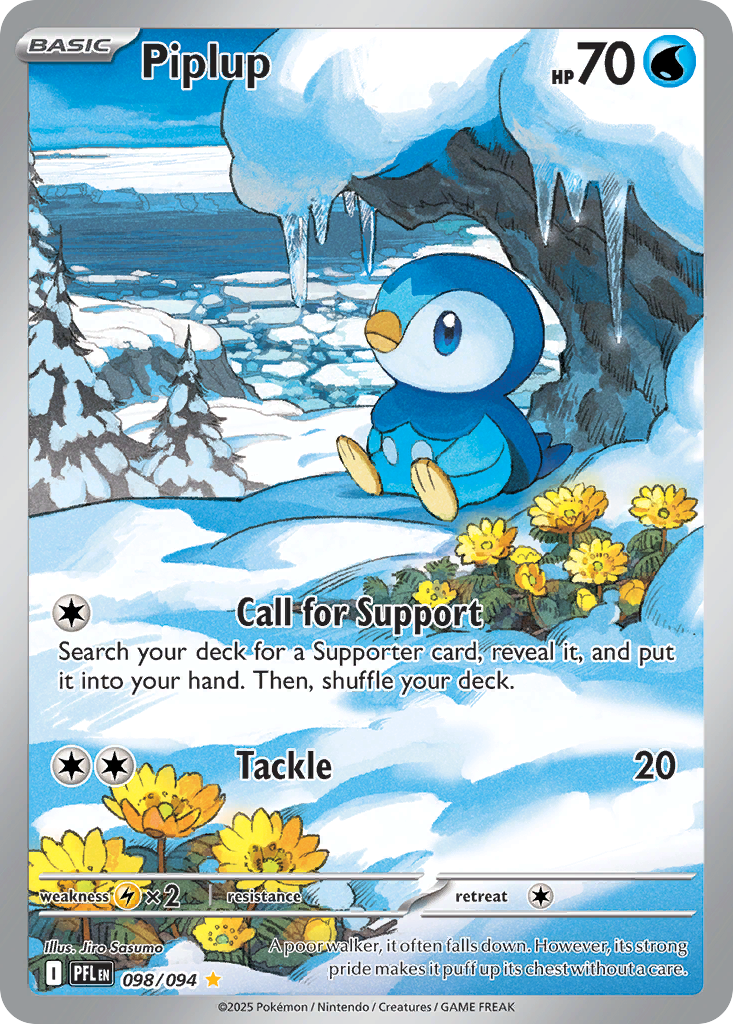 Piplup - 098/094 Phantasmal Flames Illustration Rare Holo Pokemon - NM