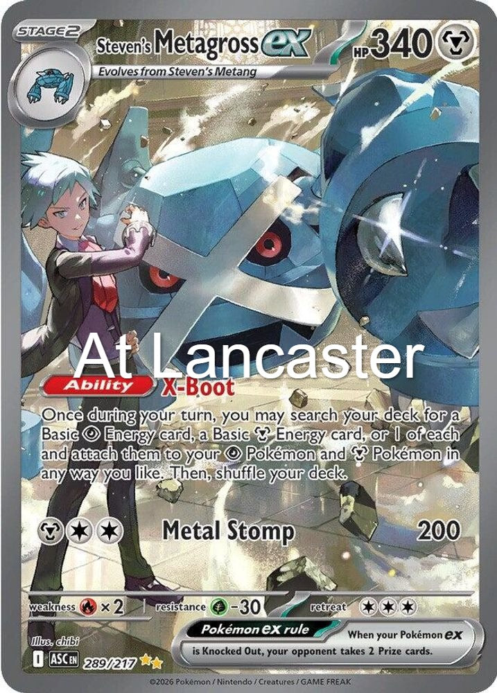 Steven's Metagross ex - 289/217 Ascended Heroes Special Illustration Rare Pokemon - NM (Lanc)