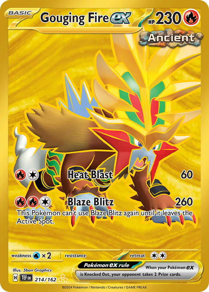 Gouging Fire ex - 214/162 Temporal Forces Hyper Rare Holo Pokemon - NM