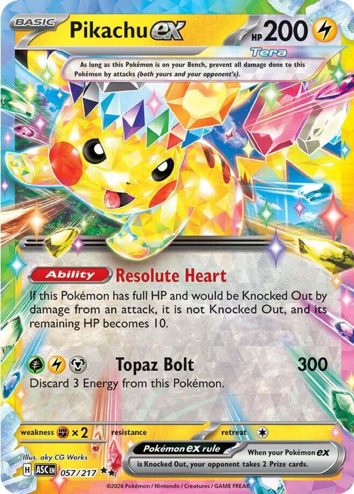 Pikachu ex - 057/217 Ascended Heroes Double Rare Holo Pokemon - NM