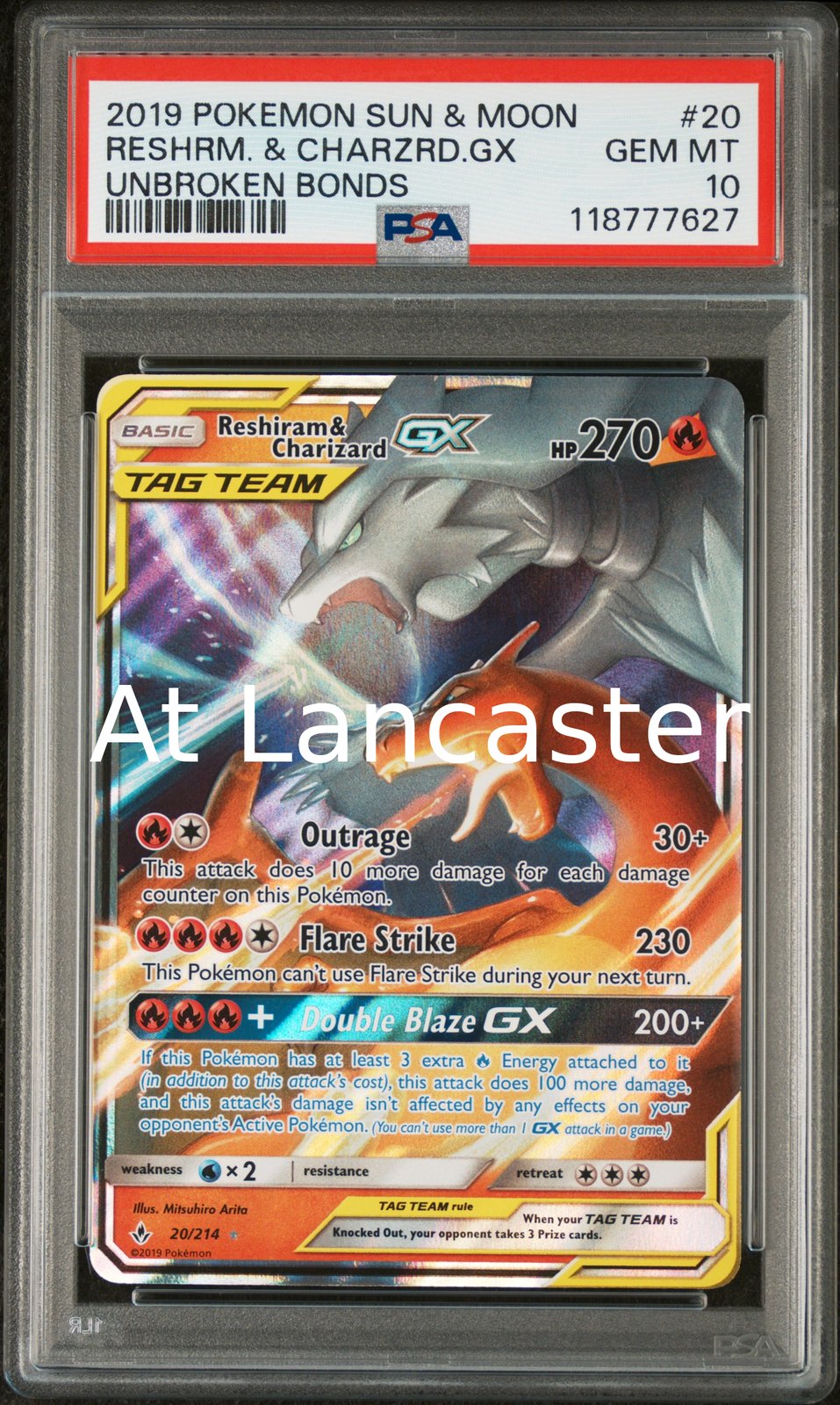 Reshiram & Charizard Gx - 20/214 PSA 10 Unbroken Bonds Pokemon (Lanc)