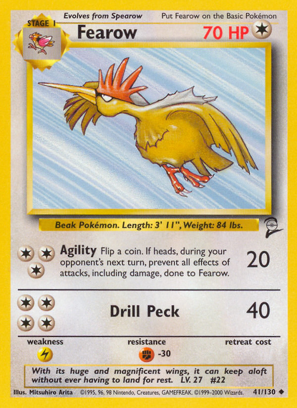 Fearow - 41/130 Base Set 2 Uncommon Pokemon - NM
