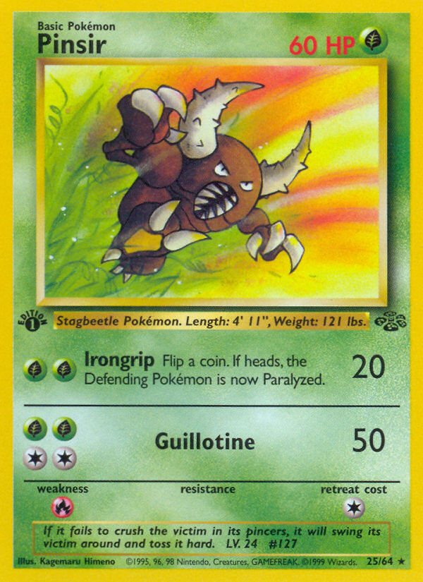 Pinsir - 25/64 Jungle Rare Unlimited Pokemon - NM