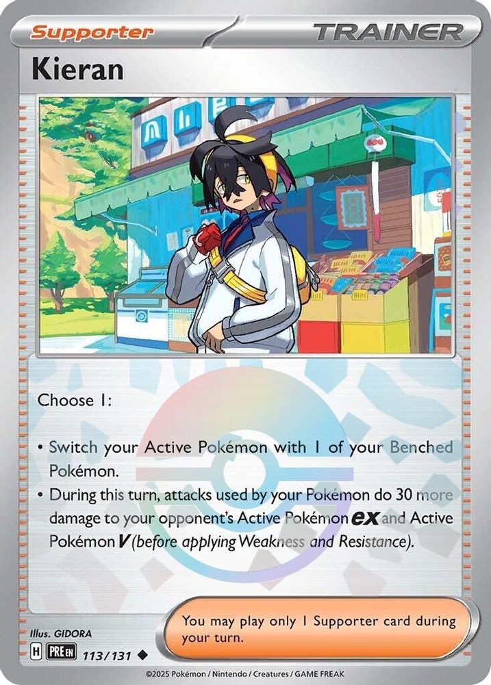Kieran (Poke Ball Pattern) - 113/131 Prismatic Evolutions Uncommon Holo Pokemon - NM