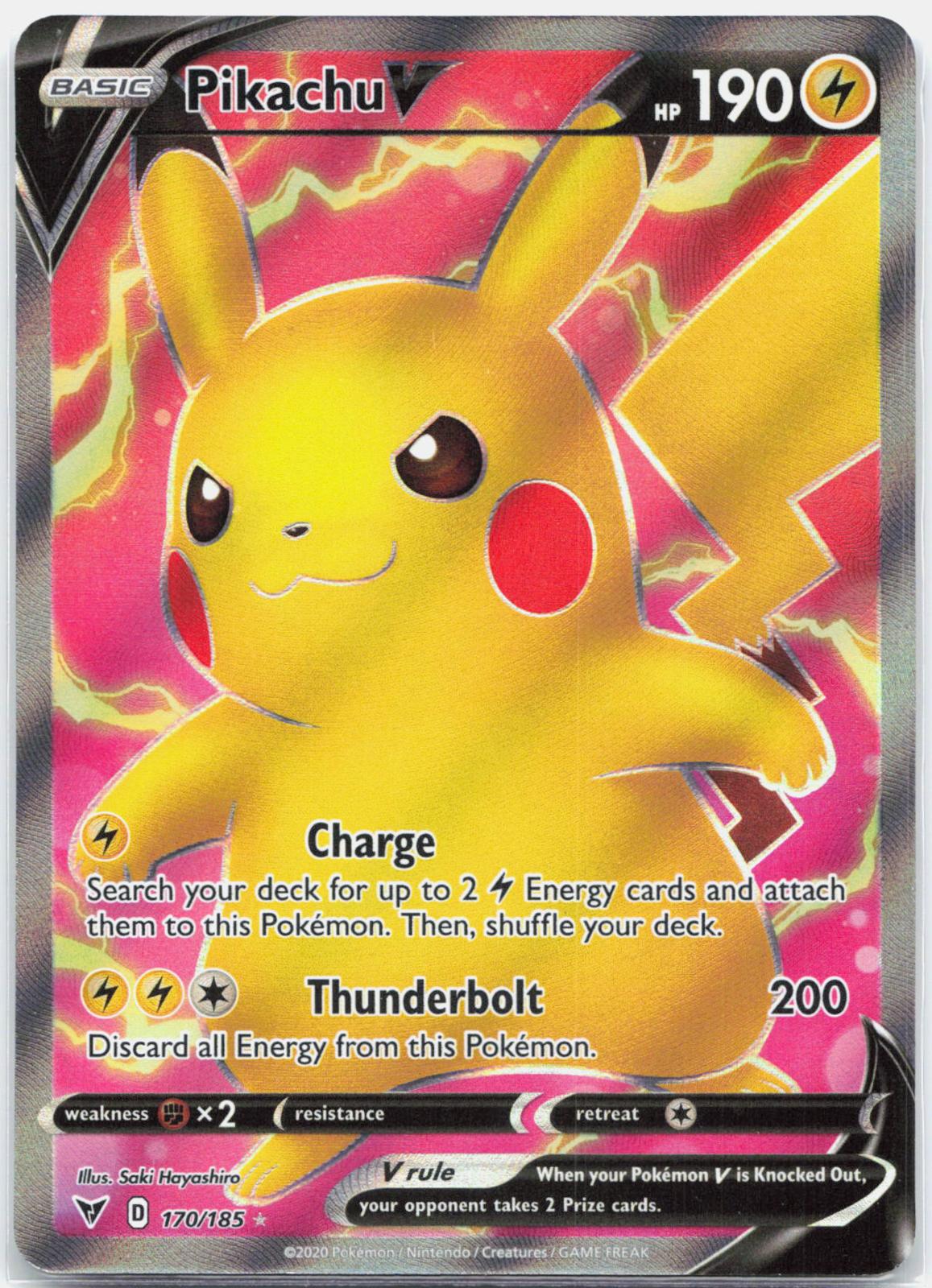 Pikachu V - 170/185 Vivid Voltage Full Art Pokemon - NM