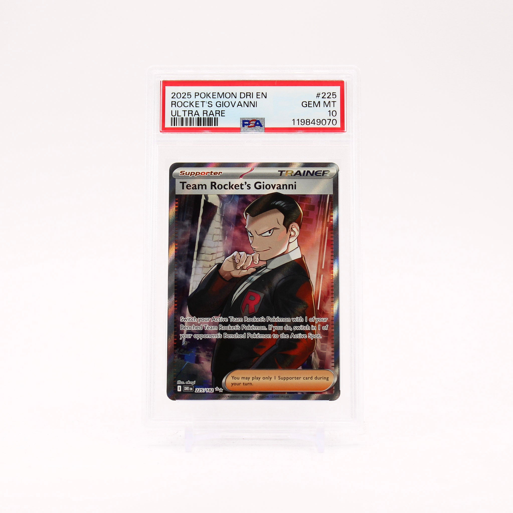 Team Rocket's Giovanni - 225/182 PSA 10 Destined Rivals Full Art Trainer - GEM MT