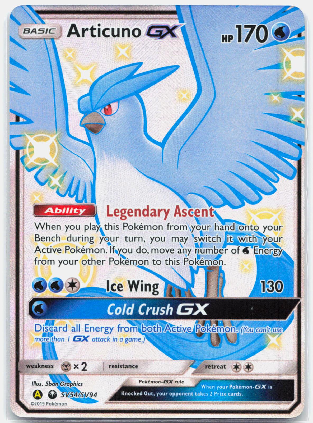 Articuno GX - SV54/SV94 Hidden Fates Shiny Full Art Pokemon - LP