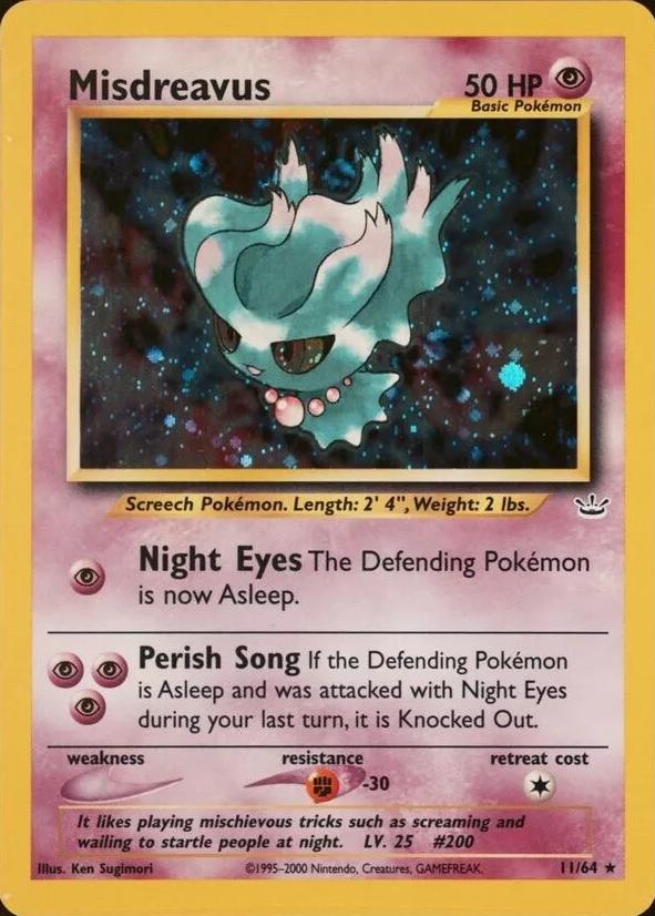 Misdreavus - 11/64 Neo Revelation DOUBLE HOLO ERROR Holo Rare Pokemon - LP (Lanc)