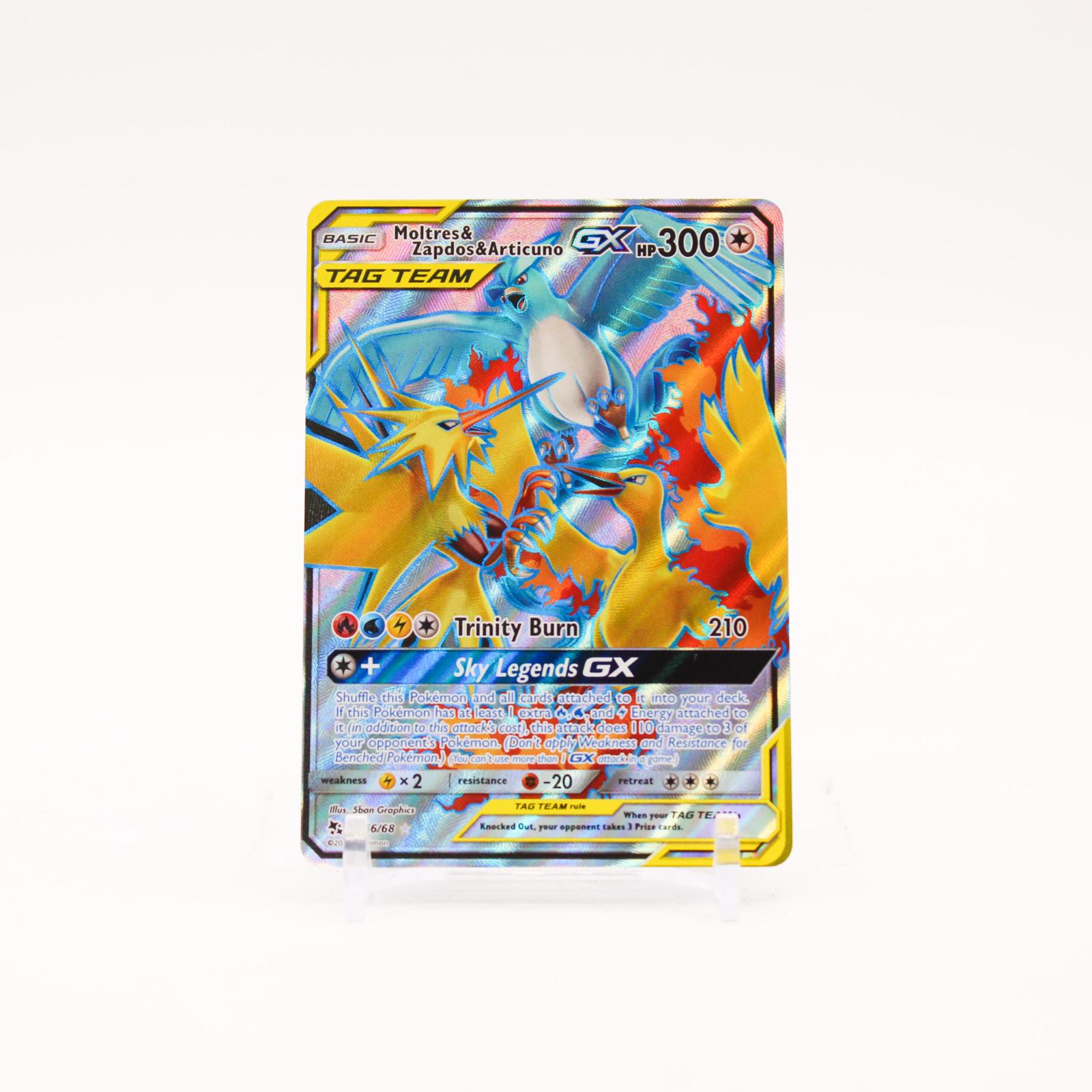 Moltres & Zapdos & Articuno GX - 66/68 Hidden Fates Holo Full Art Pokemon - NM
