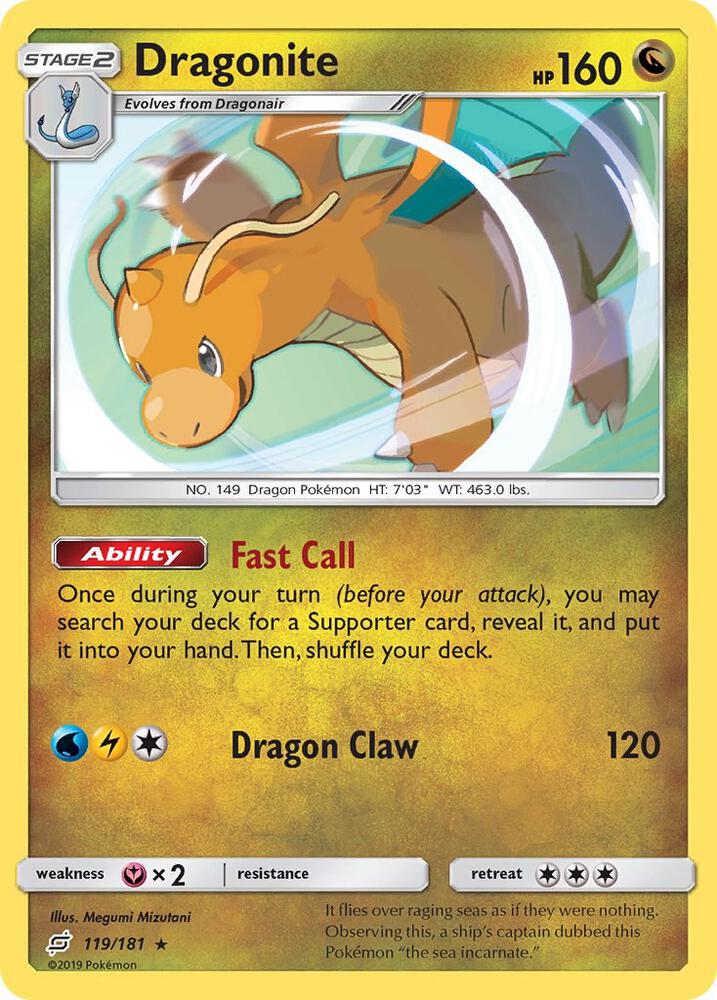 Dragonite - 119/181 Team Up Holo Rare Pokemon - NM/MINT
