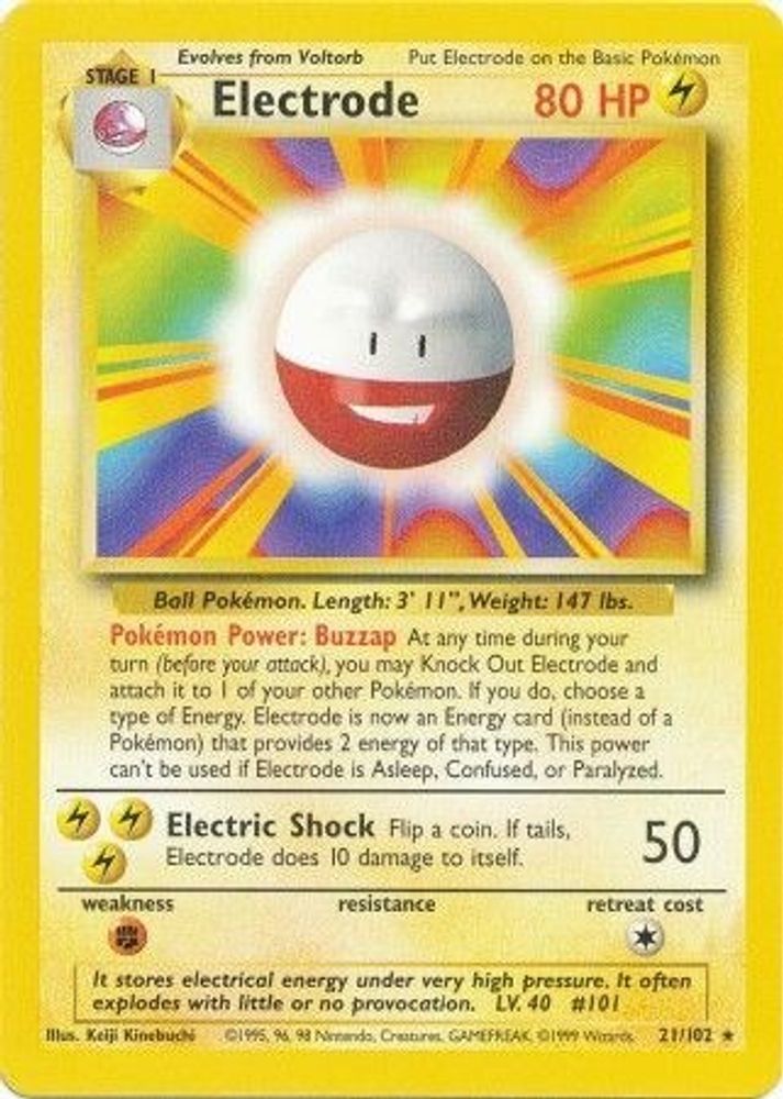 Electrode - 21/102 Base Set Unlimited Rare Pokemon - NM