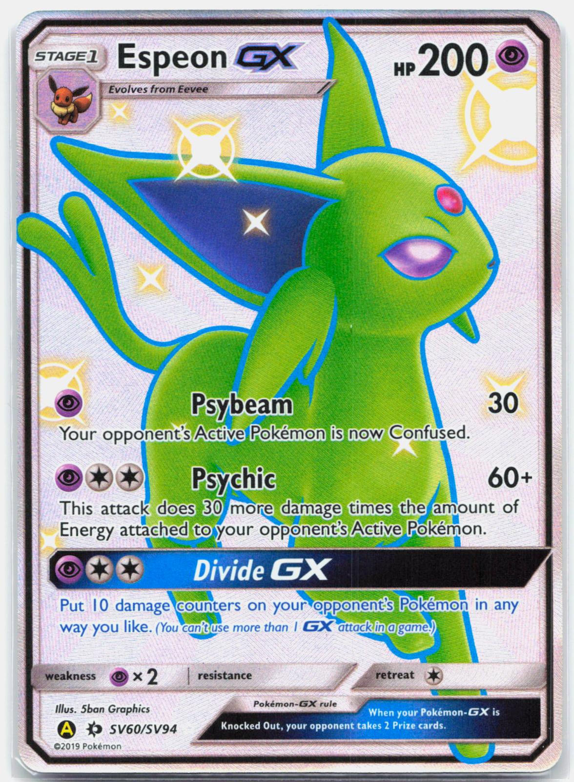 Espeon GX - SV60/SV94 Hidden Fates Full Art Shiny Pokemon - NM