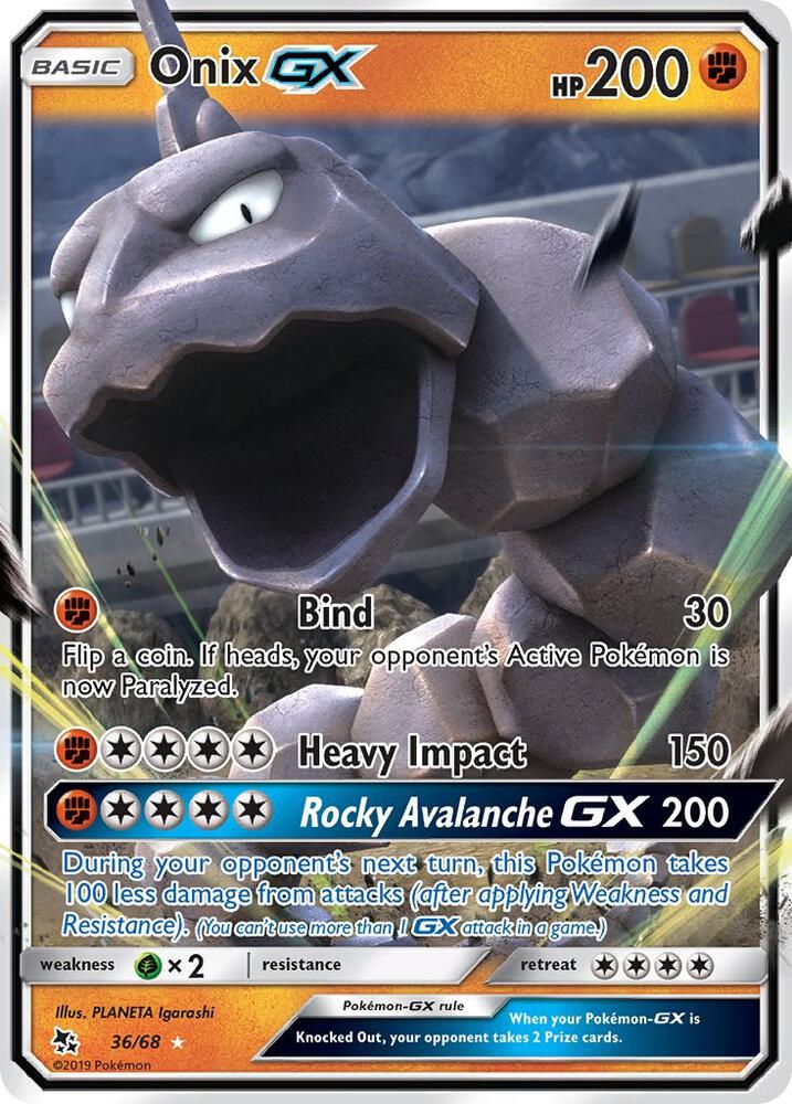 Onix GX - 36/68 Hidden Fates Ultra Rare Pokemon - NM/MINT