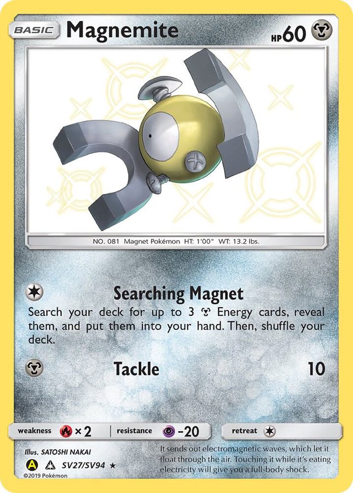 Magnemite - SV27/SV94 Hidden Fates: Shiny Vault Holo Rare Pokemon - NM/MINT