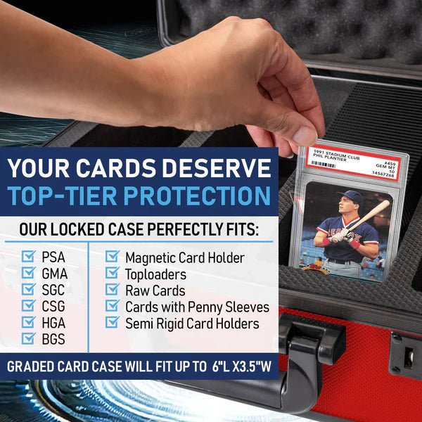 Premium Graded Card Case - Invested Alliance TSA Lock - Red