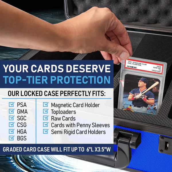 Premium Graded Card Case - Invested Alliance TSA Lock - Blue