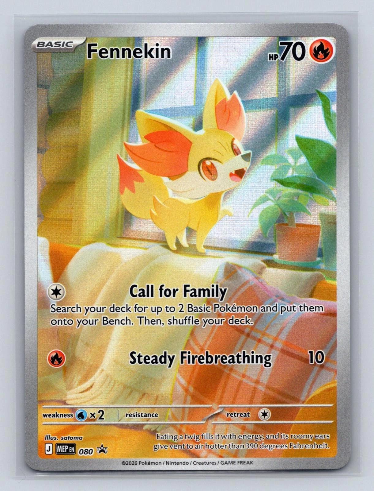 Fennekin - MEP080 Black Star Promo Illustration Rare Pokemon - NM/MINT
