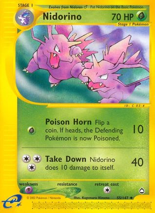 Nidorino - 55/147 Aquapolis Uncommon Pokemon - NM