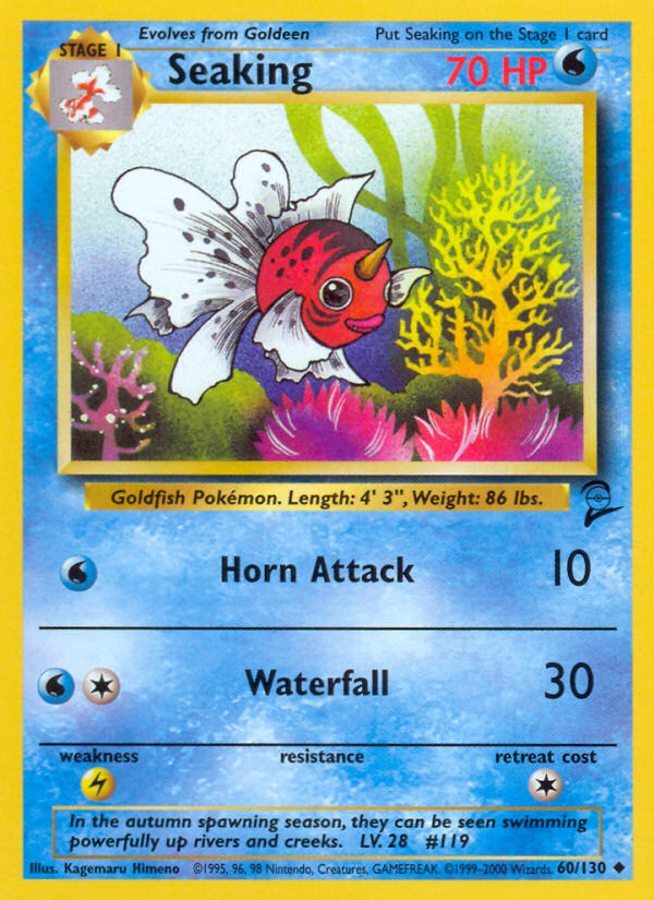 Seaking - 60/130 Base Set 2 Uncommon Pokemon - NM