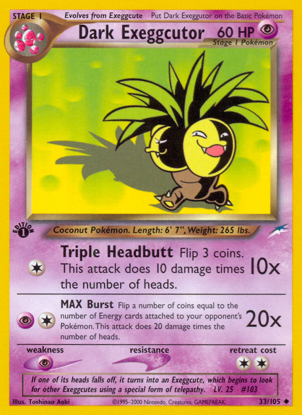 Dark Exeggutor - 33/105 Neo Destiny Uncommon Unlimited Pokemon - NM