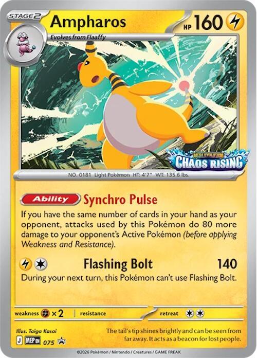 Ampharos - MEP075 Chaos Rising Prerelease Stamped Promo Pokemon - NM/MINT