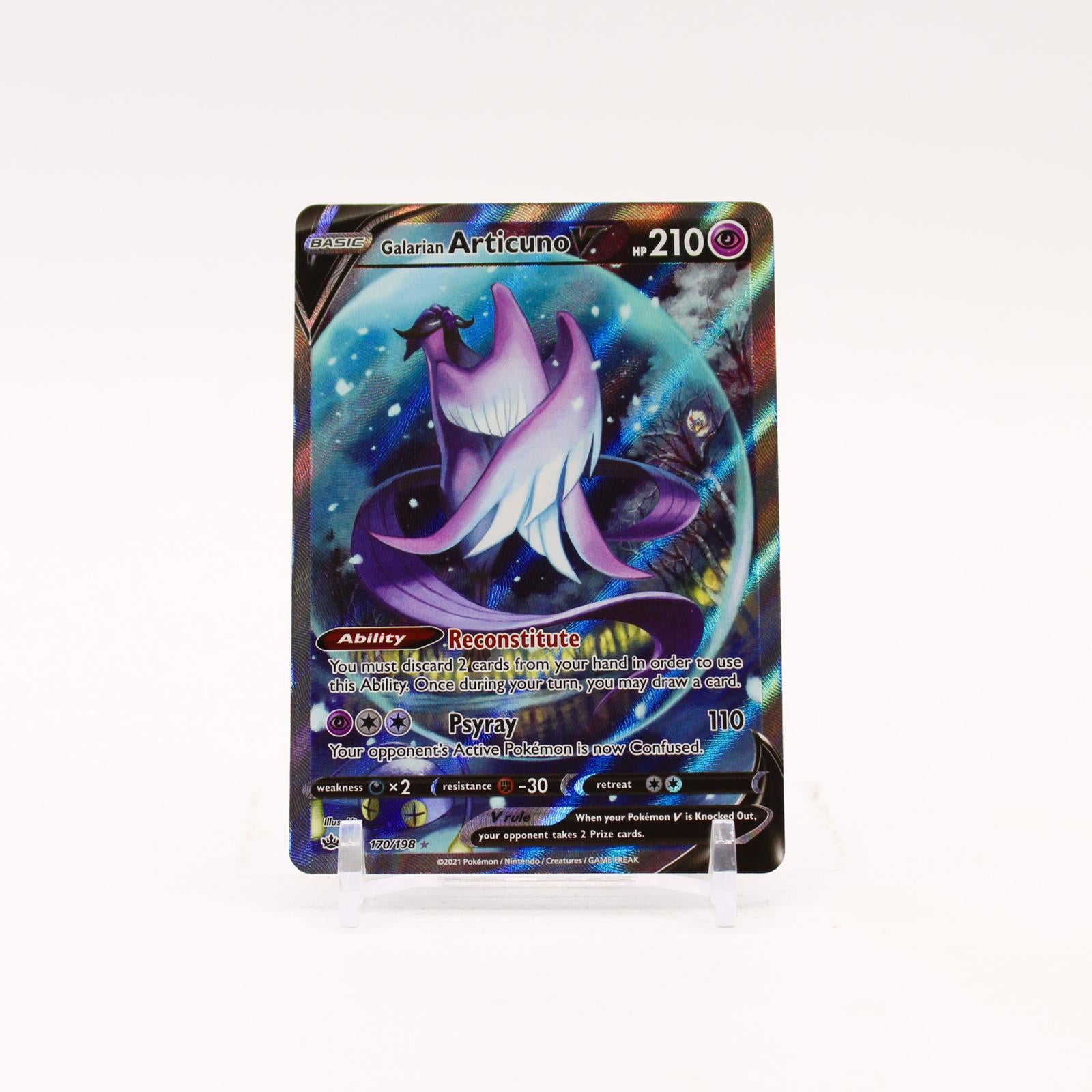 Galarian Articuno V - 170/198 Chilling Reign Holo Alternate Art Pokemon - NM