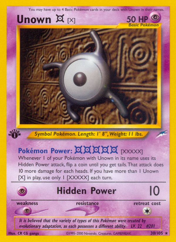 Unown [X] - 30/105 Neo Destiny Rare Unlimited Pokemon - NM