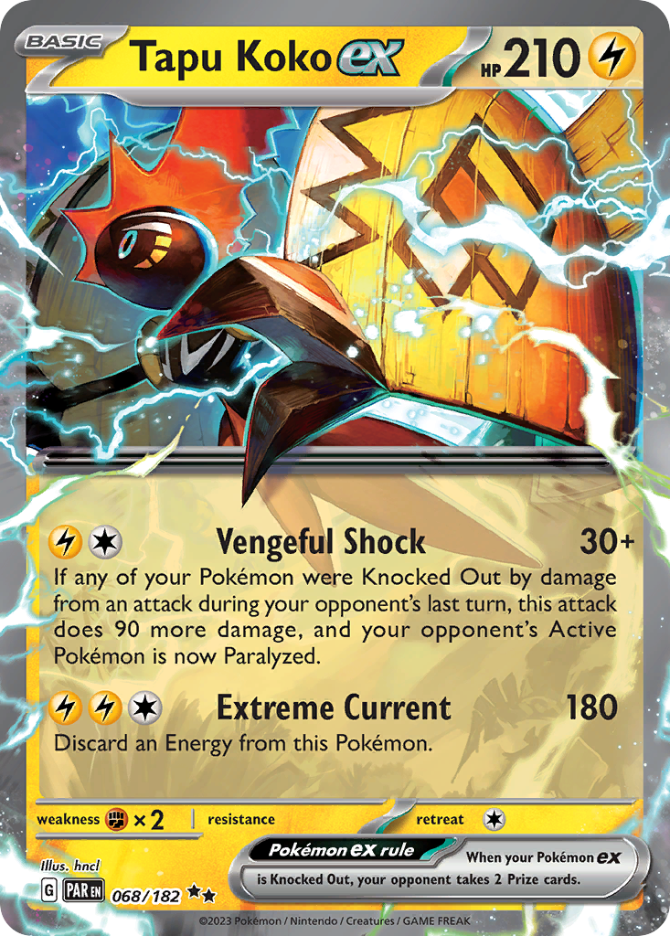 Tapu Koko ex - 068/182 Paradox Rift Double Rare Holo Pokemon - NM