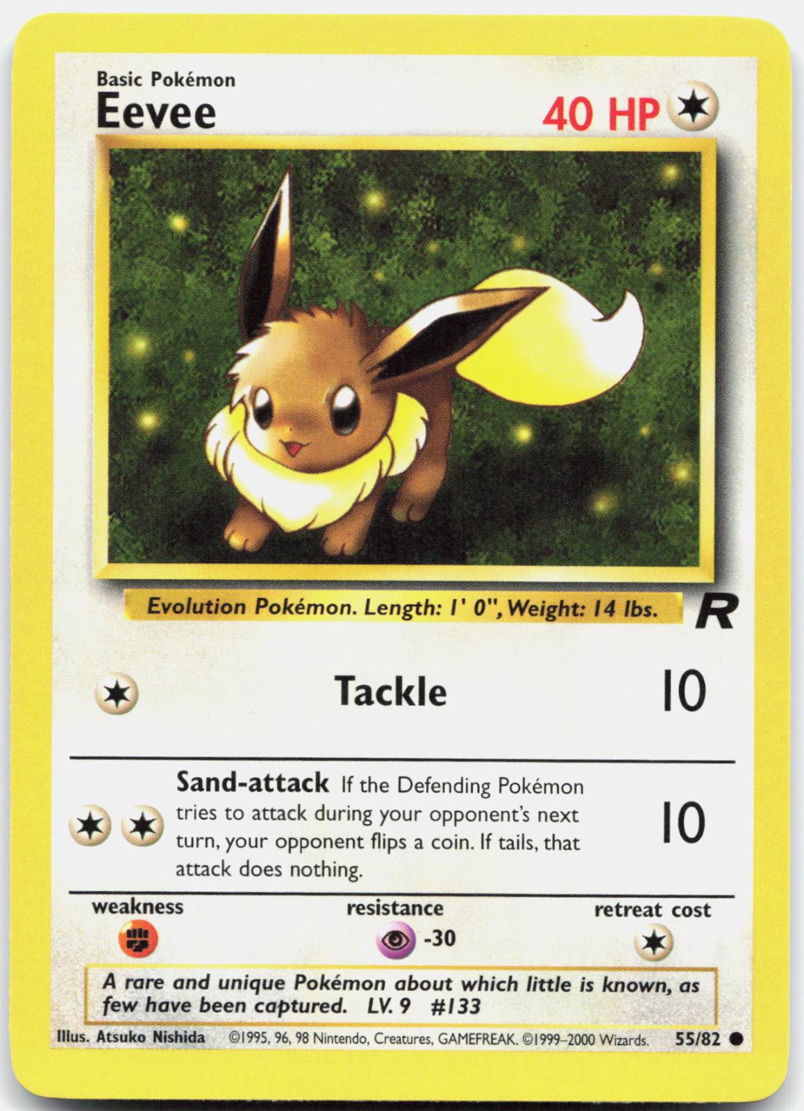 Eevee - 55/82 Team Rocket Common Unlimited Pokemon - NM