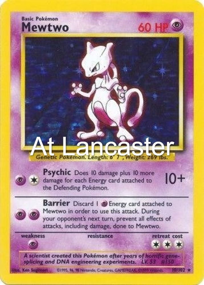 Mewtwo - 10/102 Base Set Unlimited Holo Rare Pokemon - MP (Lanc)