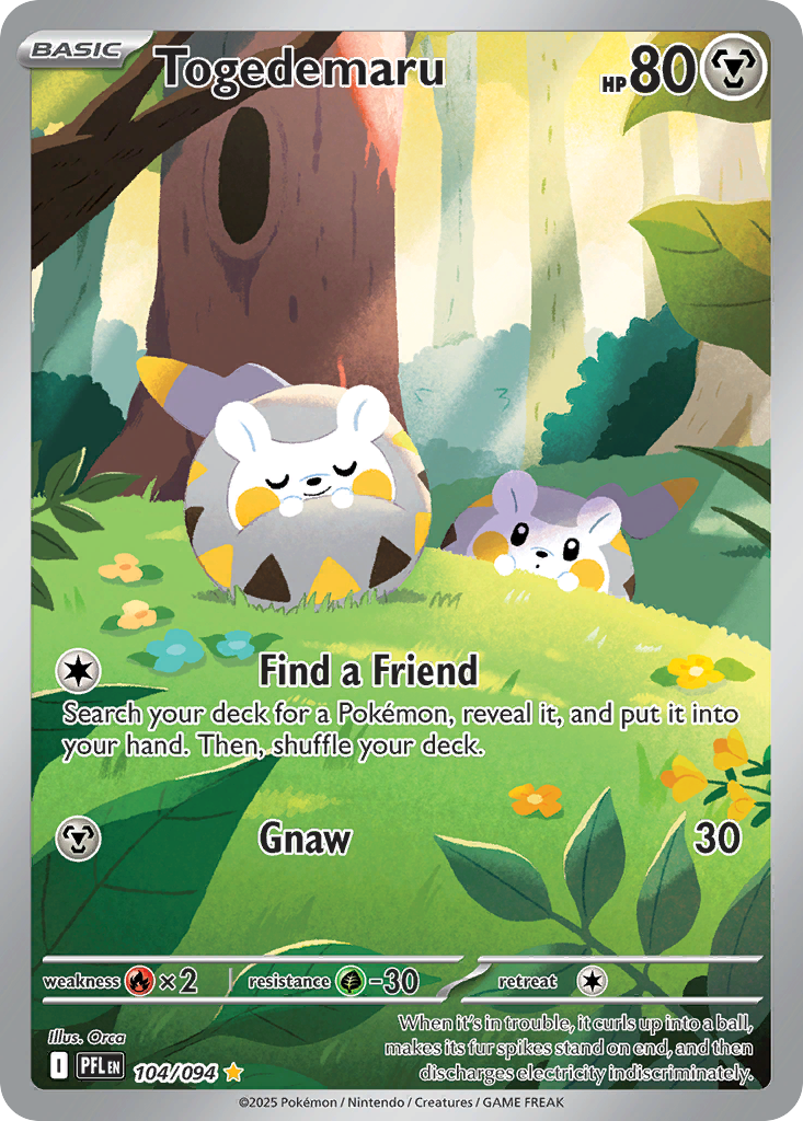 Togedemaru - 104/094 Phantasmal Flames Illustration Rare Holo Pokemon - NM