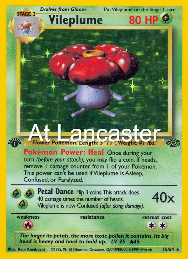 Vileplume - 15/64 Jungle Unlimited Holo Rare Pokemon - MP (Lanc)