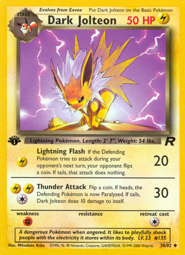 Dark Jolteon - 38/82 Team Rocket Uncommon Unlimited Pokemon - NM