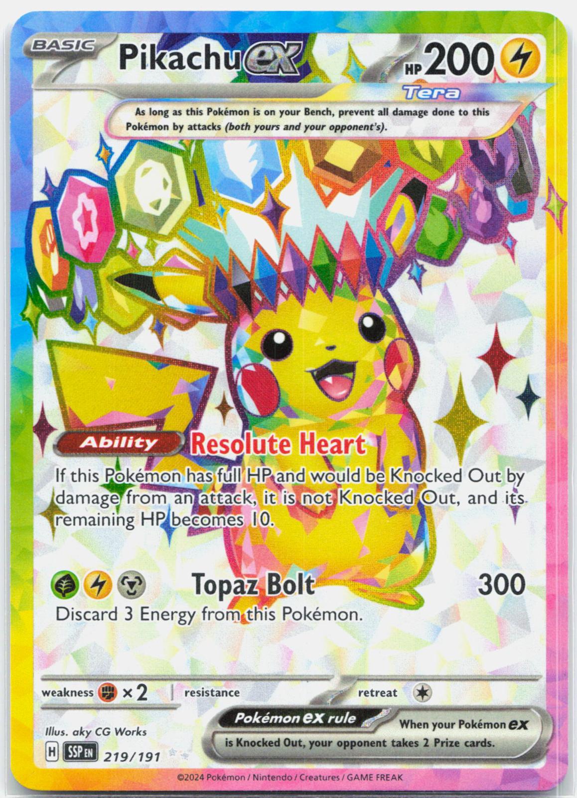Pikachu ex - 219/191 Surging Sparks Full Art Pokemon - NM