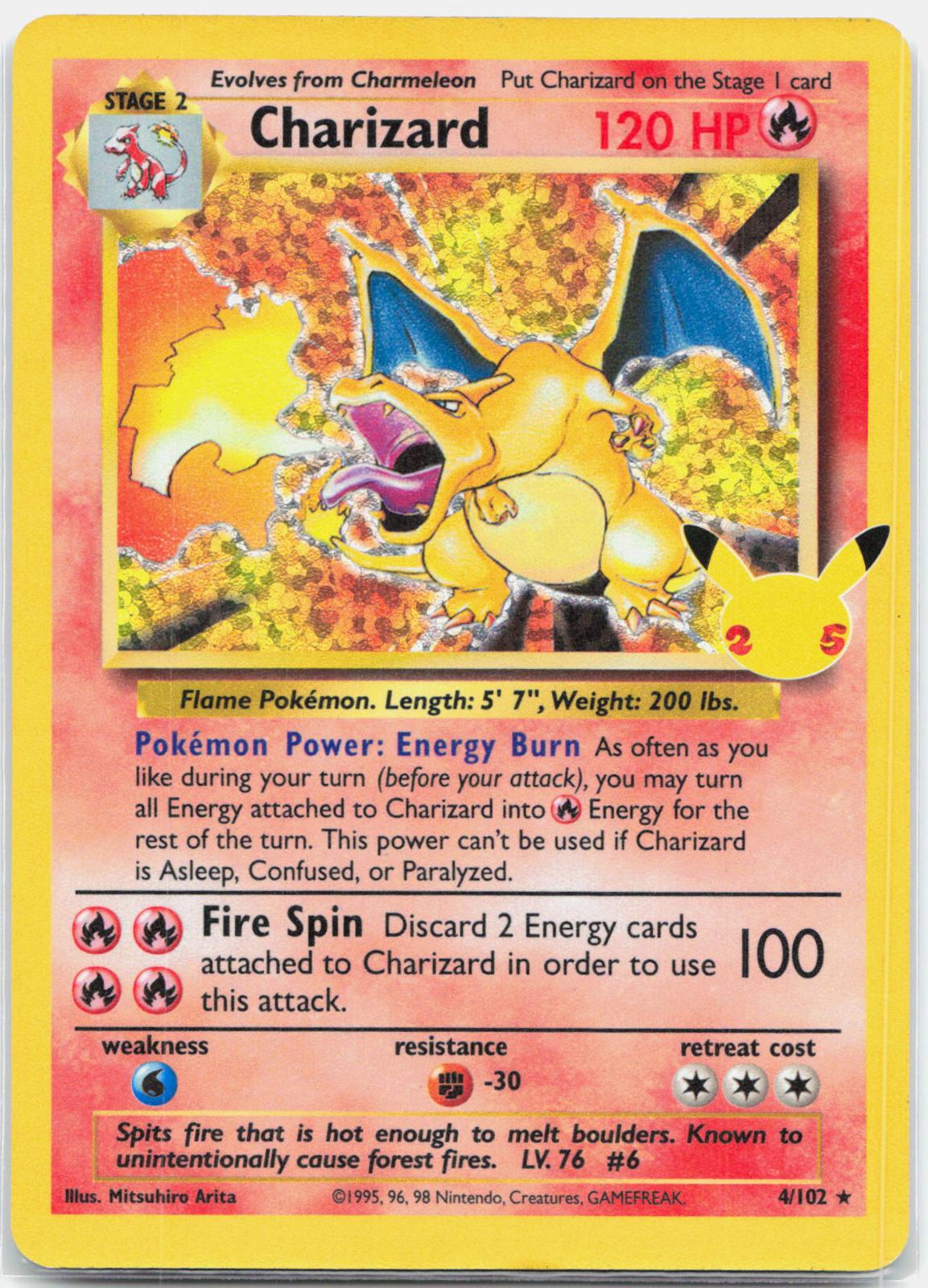 Charizard - 4/102 Celebrations 25th Classic Collection Holo Rare Pokemon - MP/HP