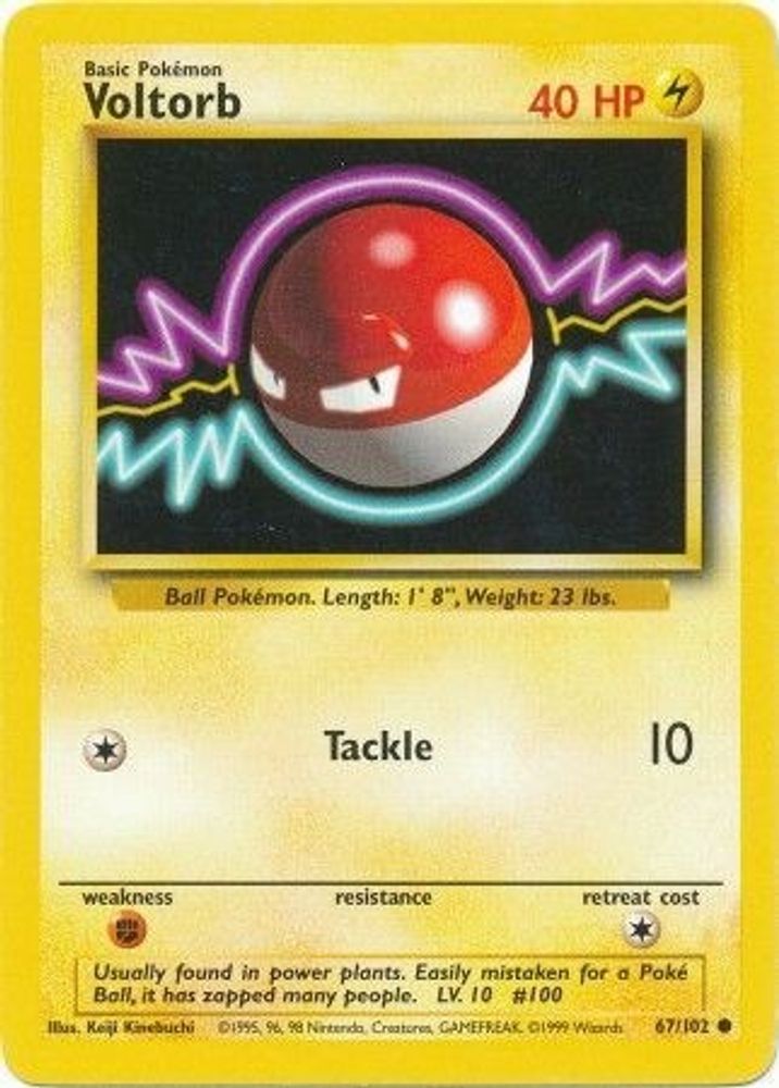 Voltorb - 67/102 Base Set Unlimited Common Pokemon - NM